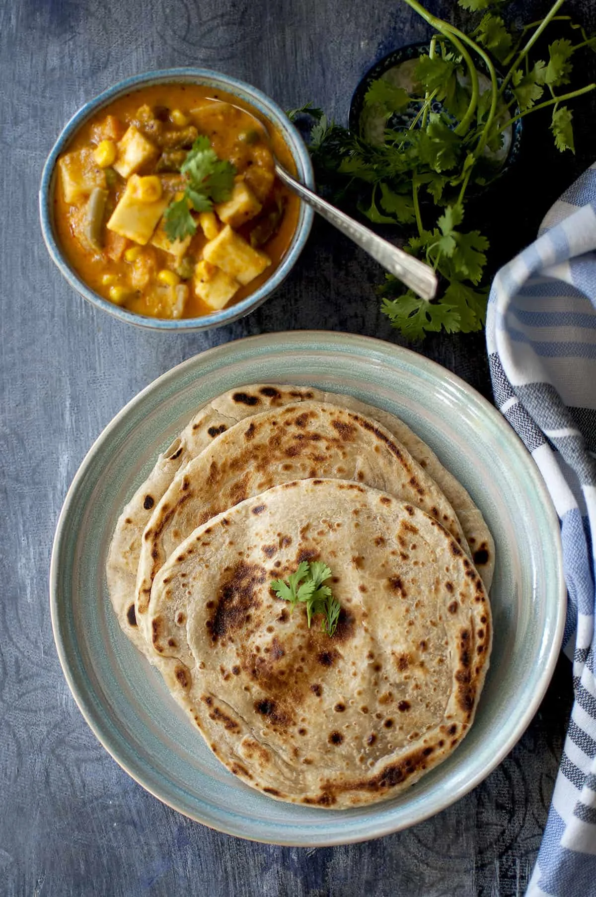 paratha with mixveg