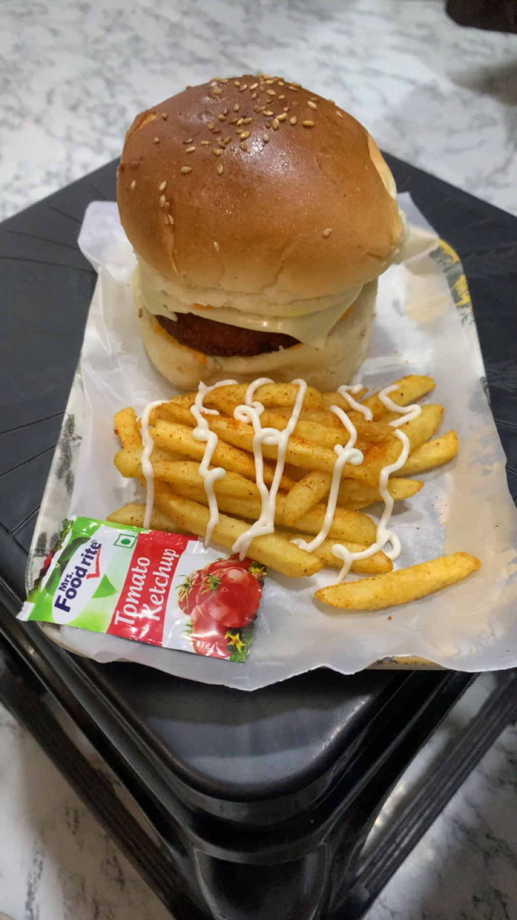 burger and fries