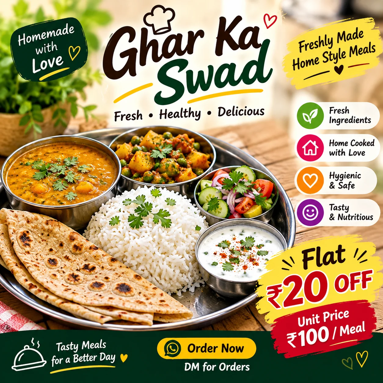 A Ghar Ka Swad  Homemade Veg Thali
