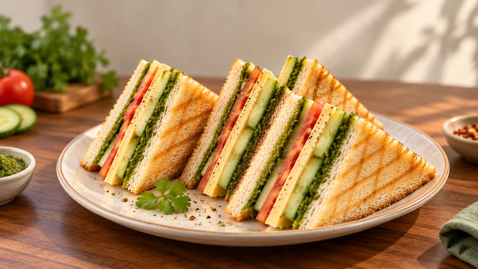 Veg Bombay Masala Sandwich Cheese Grilled