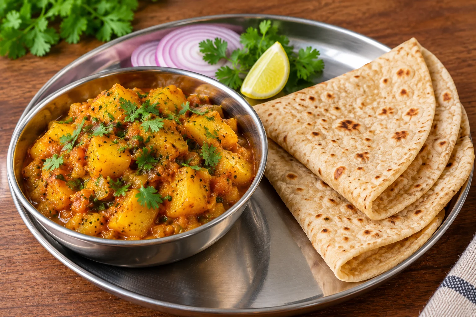 Potato bhaji chapati