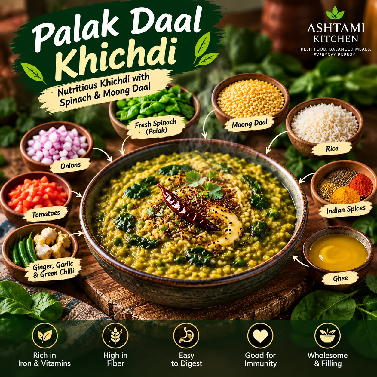 Palak Daal khichdi